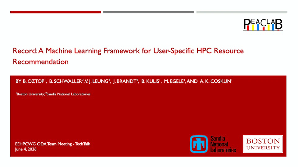 Record: A Machine Learning Framework for User-Specific HPC Resource Recommendation